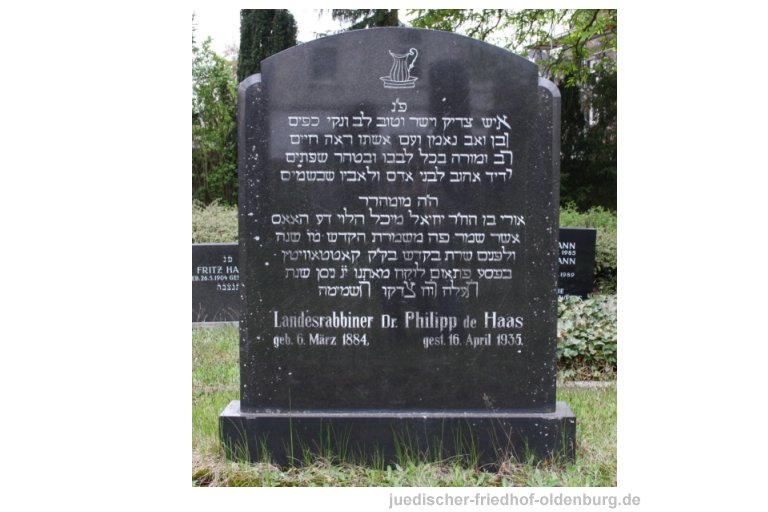 Grabstein für Landesrabbiner Philipp de Haas